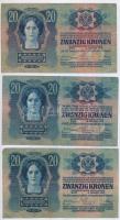 6db-os vegyes magyar korona bankjegy tétel, benne kettő darab piros "MAGYARORSZÁG" felülbé...