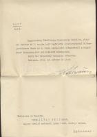 1943 Kitűntetés adományozó levél Kállay Miklós miniszterelnök aláírással