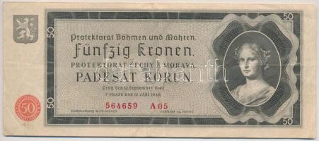 Német 3. Birodalom / Cseh-Morva Protektorátus 1940. 50K T:III German Third Reich / Protectorate of Bohemia and Moravia 1940. 50 Korun C:F Krause 5
