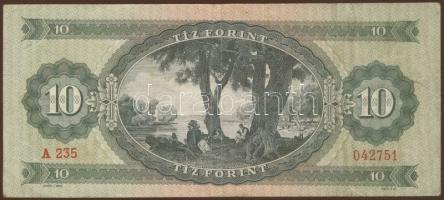 1960. 10Ft elő- és hátlapon ferdén nyomva T:II