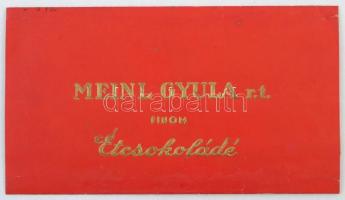 Meinl Gyula Rt. Finom Étcsokoládé papír, 7.5x13.5 cm., jó állapotban.