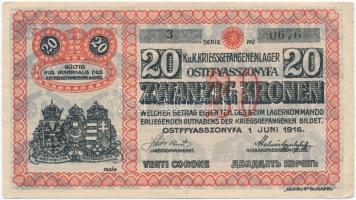 Osttfyasszonyfa / Hadifogolytábor 1916. június 1. 20K II. kiadás, arab sorozat- és sorszámmal T:II /...