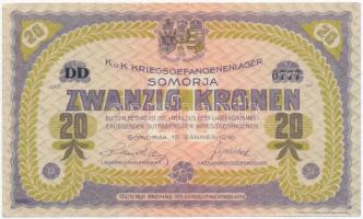 Somorja / Hadifogolytábor 1916. január. 15. 20K két nagybetűs sorozat és arab sorszám T:I / Hungary ...