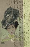 Lady, Art Nouveau art postcards s: Raphael Kirchner