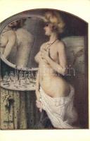 La Jolie Maud / Erotic nude art postcard. Marque L-E depose 50. s: Raphael Kirchner