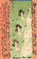 Asian style Art Nouveau art postcard. Edit. E. Storch s: Raphael Kirchner