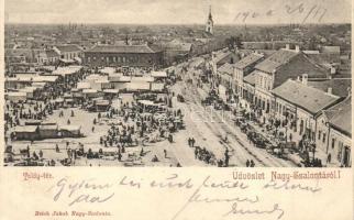 Nagyszalonta, Salonta; Toldy tér, piac. Reich Jakab kiadása / market square