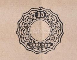 1837 Keresztelési anyakönyvi kívonat, német nyelvű, 15 kr. benyomott illetékbélyeggel