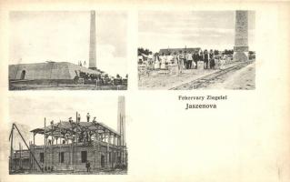 Karasjeszenő, Jaszenova, Jasenovo; Fehérváry téglagyára építés közben. A. Weiser kiadása / Ziegelei / brick factory construction  (EK)