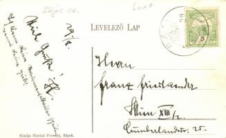 Etyek, paplak, iskola és községháza, utcakép Anyakönyvvezetővel. Zimbal Ferenc kiadása (EK)