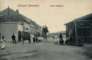 Pankota, Pancota; Csíky Gergely út, vonat végállomás, üzetek. W. L. Bp. 5423. / street view, railway end station (EK)