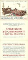 Bútorcsarnok Szövetkezet 3-lapos kinyitható reklámlapja; új cím: Gróf Tisza István utca 18. Budapest / Hungarian furniture shop advertisement; 3-tiled folding card