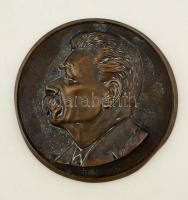 Maxim Gorkij arcképe, réz plakett, Moszkvai Verde, jelzett, d: 21,5 cm /  Portrait of Maxim Gorkiy, copper plaque, Moscow Mint, signed, d: 21,5 cm