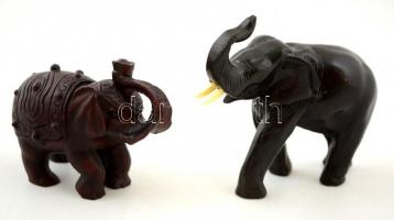 2 db elefánt szobrocska, műgyanta, m: 7,5 ill. 9,5 cm