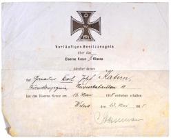 Német Birodalom 1914. "Vaskereszt 2. osztály" kitüntetés mellszalag nélkül, "CD 800 (...