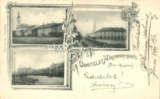 1899 Máramarossziget, Sighetu Marmatiei; utcaképek. Kaufmann Ábrahám kiadása / street views, Art Nouveau (Rb)