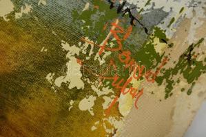 Olvashatatlan jelzéssel: Ház pálmafával. Olaj, vászon, 37×44 cm