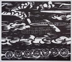 Frans Masereel (1889-1972): Égben járók, fametszet, papír, jelzett a metszeten, 13×11 cm