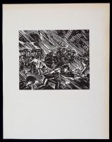 Frans Masereel (1889-1972): Ítéletidő, fametszet, papír, jelzett a metszeten, 13×11 cm