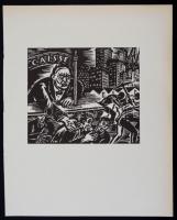 Frans Masereel (1889-1972): Kizsákmányolás, fametszet, papír, jelzett a metszeten, 13×11 cm