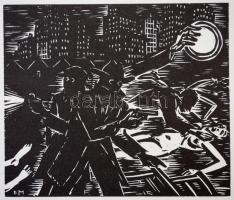 Frans Masereel (1889-1972): Bűnös város, fametszet, papír, jelzett a metszeten, 13×11 cm