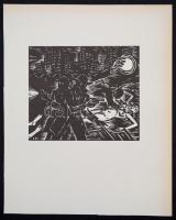 Frans Masereel (1889-1972): Bűnös város, fametszet, papír, jelzett a metszeten, 13×11 cm
