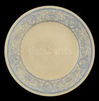 Zsolnay szecessziós lapos tányér, matricás, jelzett, hajszálrepedéssel és kis csorbával, d: 26 cm