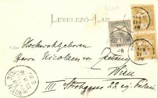 Puhó, Púchov; Vág völgye, utcakép templommal. Gansel Lipót 40. / street view with church