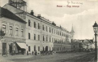 Kassa, Kosice; Nagy laktanya, Feldmann Jenő és Buzinkai Uradalom üzlete / military barracks, street view, shops