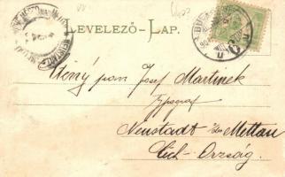 Budapest VII. Király utca a Király kávéházzal, montázslap magyar katonákkal (Rb)