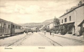 Zelenika, Bahnhof / railway station with wagons. VincenzoVucetic Nr. 831/1907