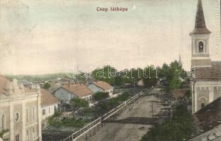 Csap, Chop; utcakép zsinagógával / street view with synagogue