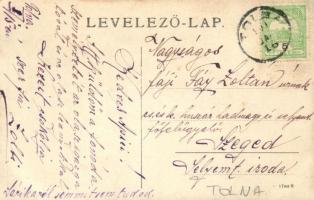 1909 Tolna, Selyemfonoda, csoportkép személyzettel, az olasz igazgatóval és lányokkal, photo (EK)