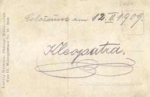 1909 Kleopatra, Coloseume / Erotic postcard with snake charmer lady. Ludwig Gutmann photo