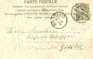 Fröhliche Weihnachten / Christmas greeting card, Emb. golden decorated