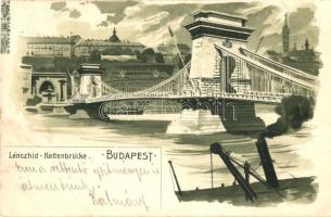 Budapest, Lánchíd, litho