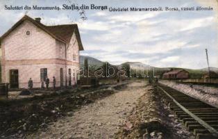 Borsa, Vasútállomás / Gara / railway station 1940 Máramarossziget visszatért So. Stpl