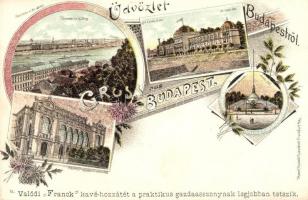 Budapest, Fővárosi vigadó, Artézi kút, Szent Lukács fürdő, kiadja Rigler József Ede, Art Nouveau, Rosenblatt litho