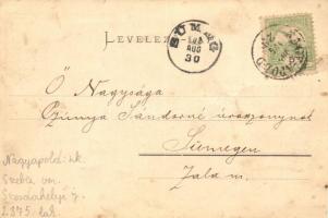 Nagyapold, Grosspold; Ördög-híd, templom és iskola. And. Katz kiadása / Teufelsbrücke / railway brid...