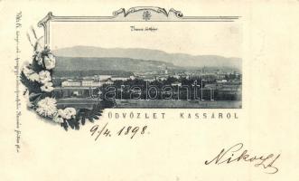 1898 Kassa, Kosice; Üdvözlet. Vitéz A. kiadása / view, floral (Rb)