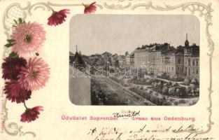 Sopron, Oedenburg; virágos Art Nouveau litho képeslap. Ludwig F. Kummert kiadása
