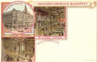 Budapest VII. New York Kávéház és Palota, Kávé és Billiárd terem, belső. Kosmos Art Nouveau litho