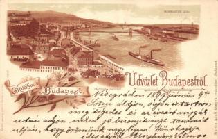 1899 Budapest, Várkert rakpart. hátoldalon Rettegi Unghváry család pecsétje, Martos Adolf floral litho