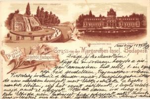 1899 Budapest XIII. Margitsziget, gyógyforrás, Margit fürdő, hátoldalon Rettegi Unghváry család pecsétje. litho