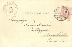 1899 Budapest V. Vigadó a Duna felől nézve, Regel & Krug Art Nouveau litho