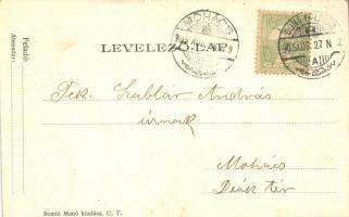 Dunaföldvár, Kossuth Lajos utca és Erzsébet tér, Községház, Szentháromság szobor. Somló Manó kiadása