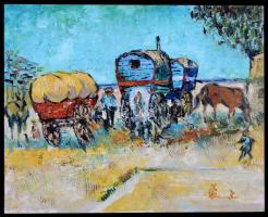 Olvashatatlan jelzéssel: Délidőben, olaj, farost, 20×25 cm