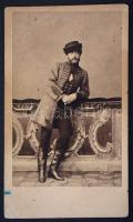 cca 1862 Verebélyi Marzsó Lajos szabadságharcos huszárkapitány vizitkártya méretű, feliratozott fotója, Emilio Maza milánói műterméből, 10,5x6 cm
