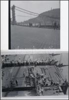 cca 1964 Budapest, az Erzsébet híd építése, korabeli felvételekről készült mai nagyítások 13x18 cm-e...