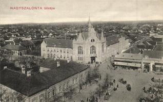 Nagyszalonta, Salonta; Városháza a téren, Schwimmer üzlete / town hall in the square, shop